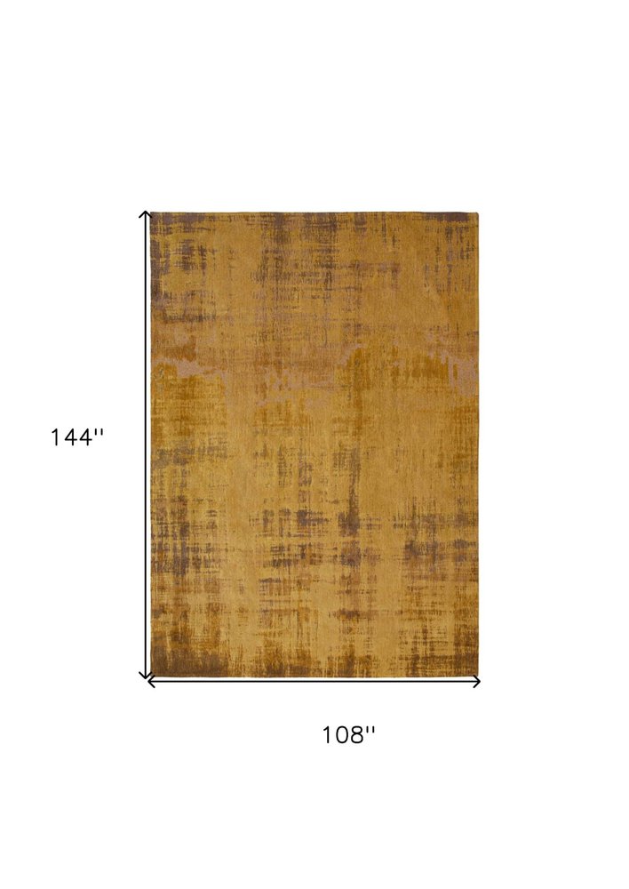 9' X 13' Yellow and Brown Abstract Non Skid Area Rug  Warm Home View