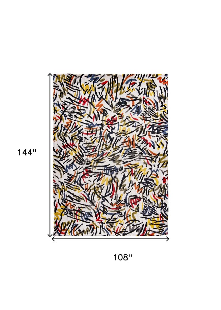 9' X 13' White Abstract Non Skid Area Rug  Warm Home View