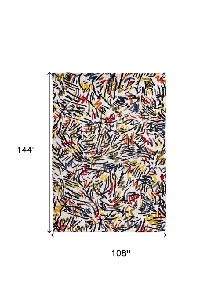 9' X 13' White Abstract Non Skid Area Rug  Warm Home View
