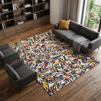 9' X 13' White Abstract Non Skid Area Rug  Warm Home View