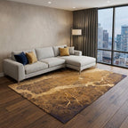 9' X 13' Yellow Abstract Non Skid Area Rug  Warm Home View