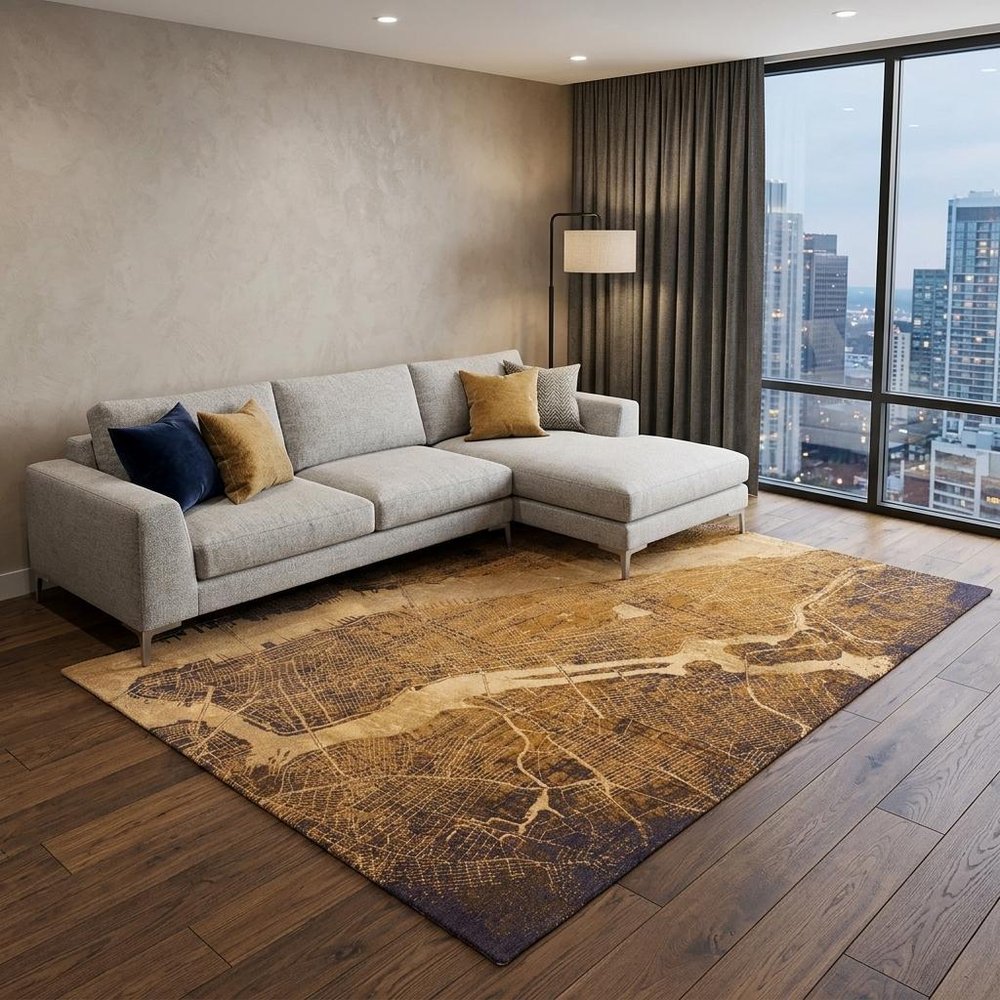 9' X 13' Yellow Abstract Non Skid Area Rug  Warm Home View