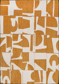 9' X 13' Yellow And White Geometric Washable Area Rug  Warm Home View