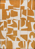 9' X 13' Yellow And White Geometric Washable Area Rug  Warm Home View