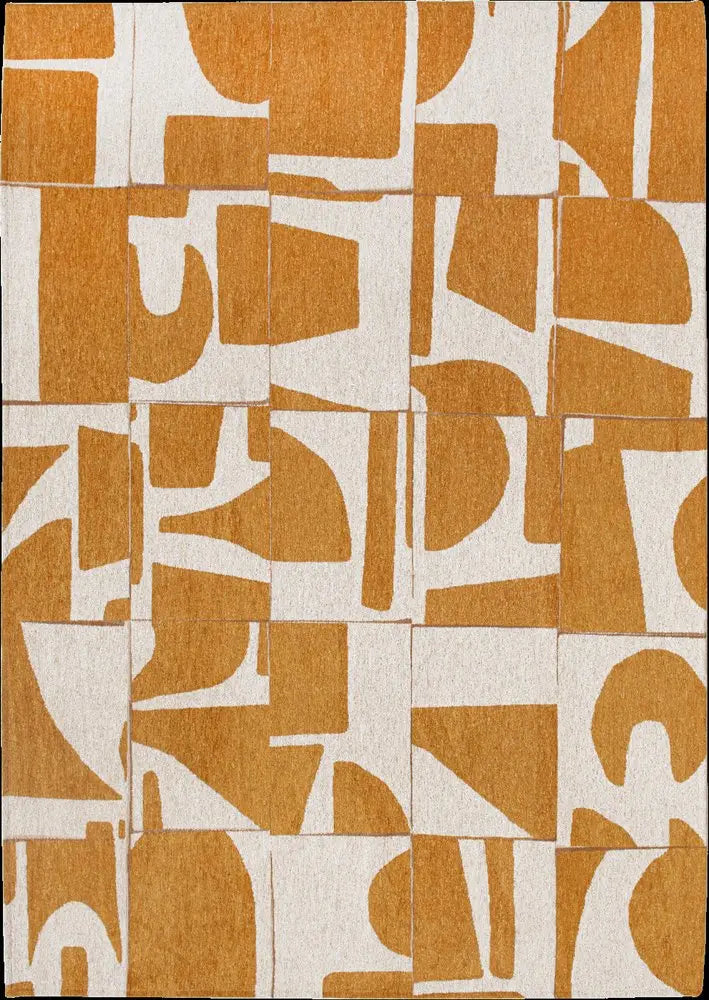 9' X 13' Yellow And White Geometric Washable Area Rug  Warm Home View
