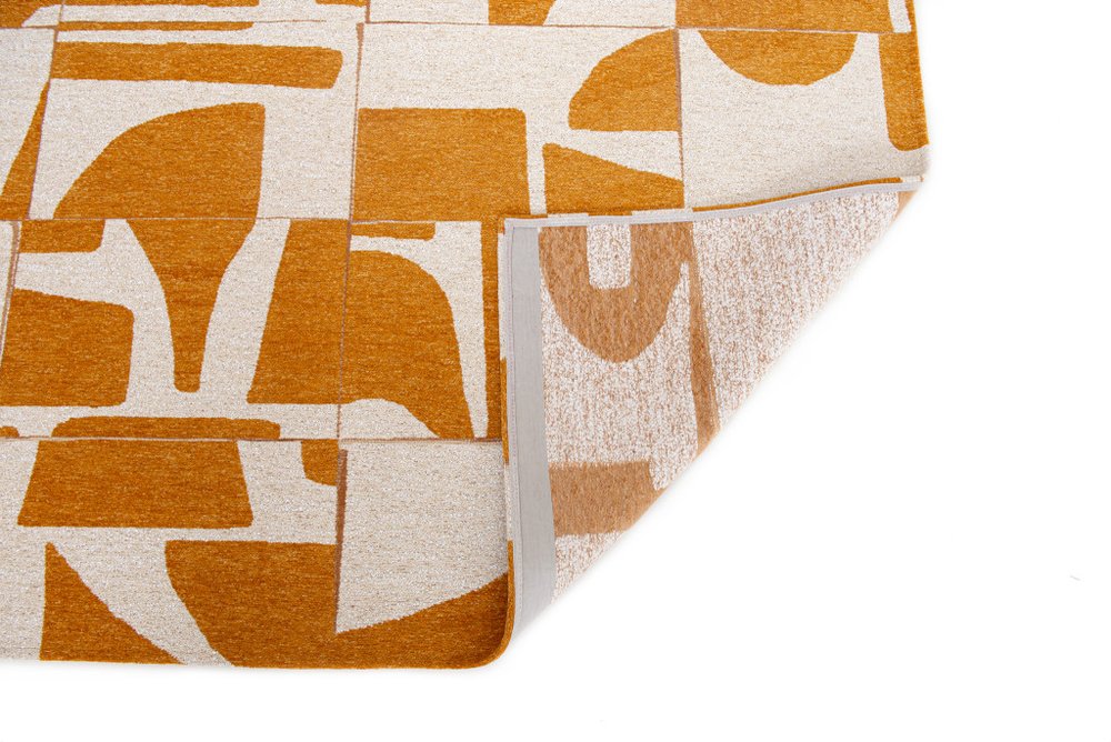 9' X 13' Yellow And White Geometric Washable Area Rug  Warm Home View