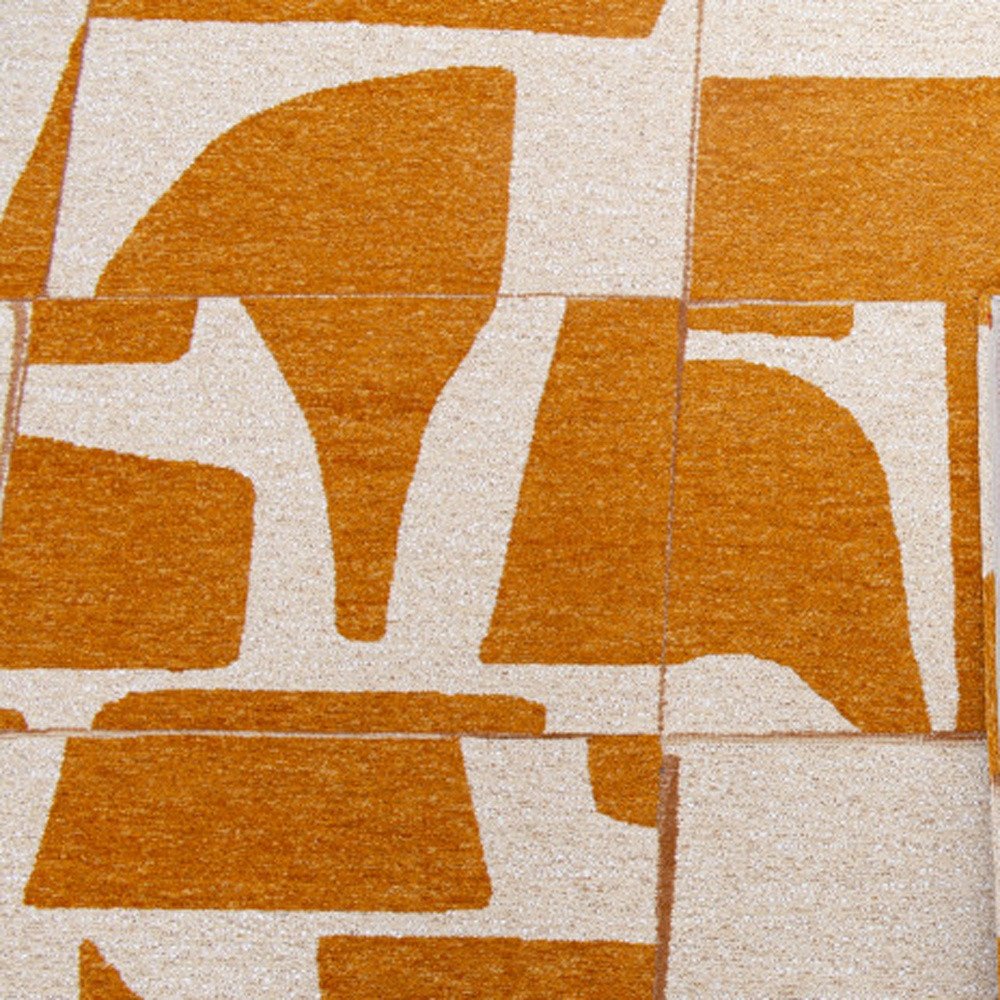 9' X 13' Yellow And White Geometric Washable Area Rug  Warm Home View