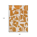 9' X 13' Yellow And White Geometric Washable Area Rug  Warm Home View