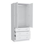 71" White Two Door Three Drawer Combo Dresser  Warm Home View