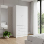 71" White Two Door Three Drawer Combo Dresser  Warm Home View