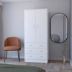 71" White Two Door Three Drawer Combo Dresser  Warm Home View