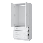 71" White Two Door Three Drawer Combo Dresser  Warm Home View