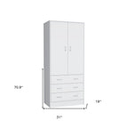 71" White Two Door Three Drawer Combo Dresser  Warm Home View