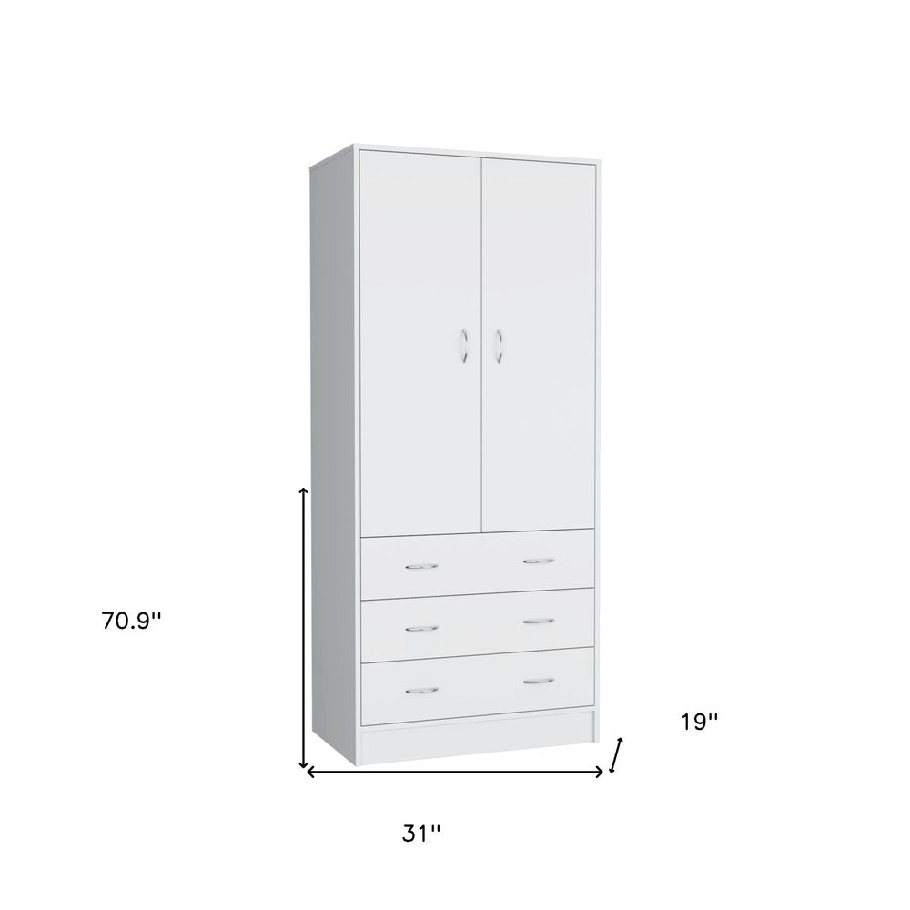 71" White Two Door Three Drawer Combo Dresser  Warm Home View