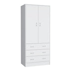 71" White Two Door Three Drawer Combo Dresser  Warm Home View