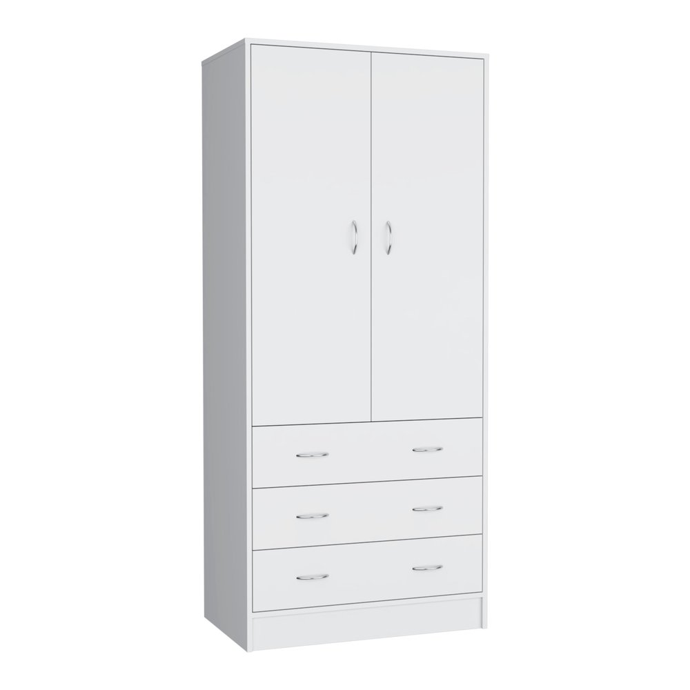 71" White Two Door Three Drawer Combo Dresser  Warm Home View