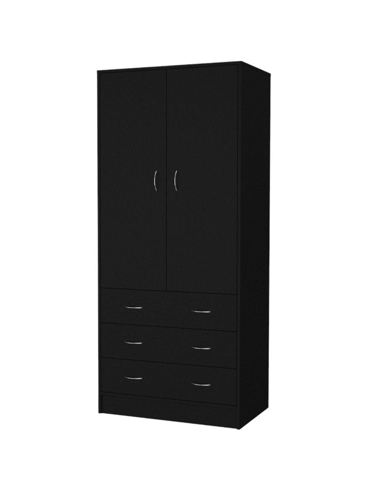 71" Black Two Door Three Drawer Combo Dresser  Warm Home View