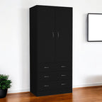 71" Black Two Door Three Drawer Combo Dresser  Warm Home View