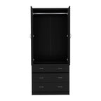 71" Black Two Door Three Drawer Combo Dresser  Warm Home View