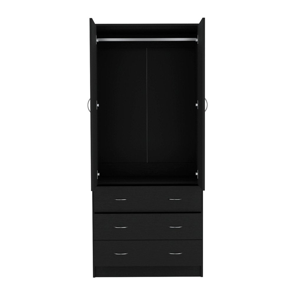 71" Black Two Door Three Drawer Combo Dresser  Warm Home View