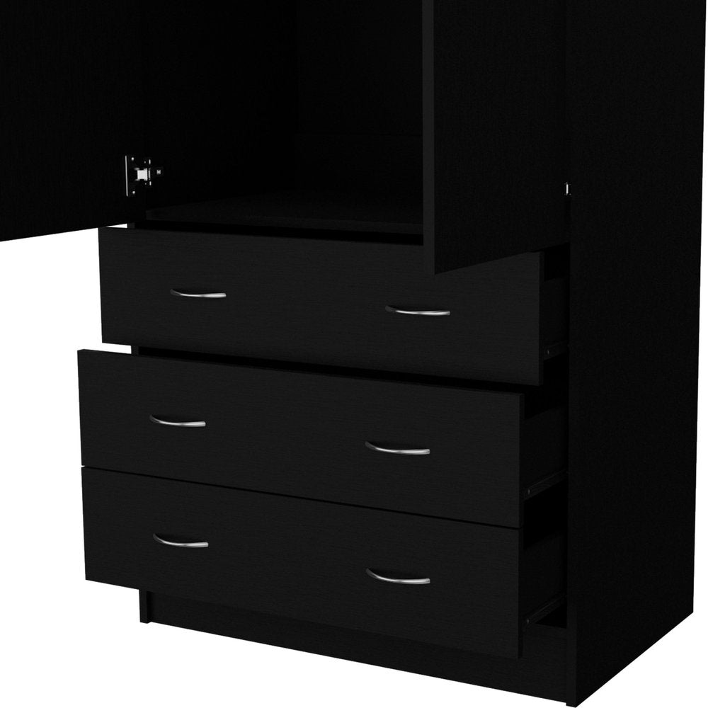 71" Black Two Door Three Drawer Combo Dresser  Warm Home View