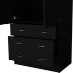 71" Black Two Door Three Drawer Combo Dresser  Warm Home View