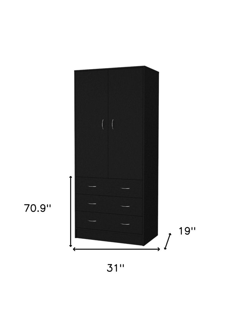 71" Black Two Door Three Drawer Combo Dresser  Warm Home View