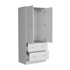71" White Two Door Two Drawer Combo Dresser  Warm Home View