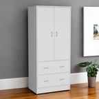 71" White Two Door Two Drawer Combo Dresser  Warm Home View