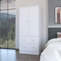 71" White Two Door Two Drawer Combo Dresser  Warm Home View