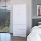 71" White Two Door Two Drawer Combo Dresser  Warm Home View