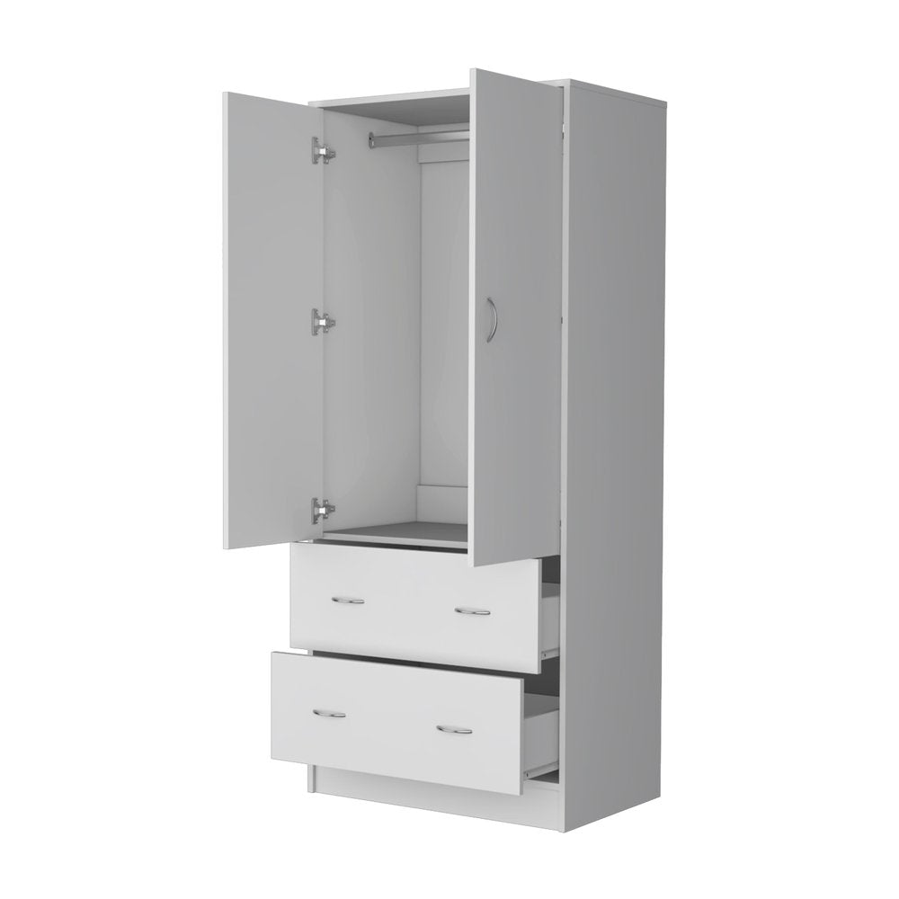71" White Two Door Two Drawer Combo Dresser  Warm Home View