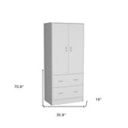 71" White Two Door Two Drawer Combo Dresser  Warm Home View