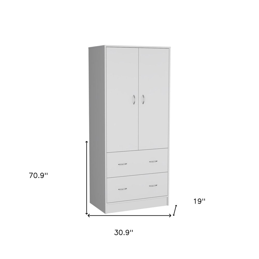71" White Two Door Two Drawer Combo Dresser  Warm Home View