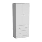 71" White Two Door Two Drawer Combo Dresser  Warm Home View
