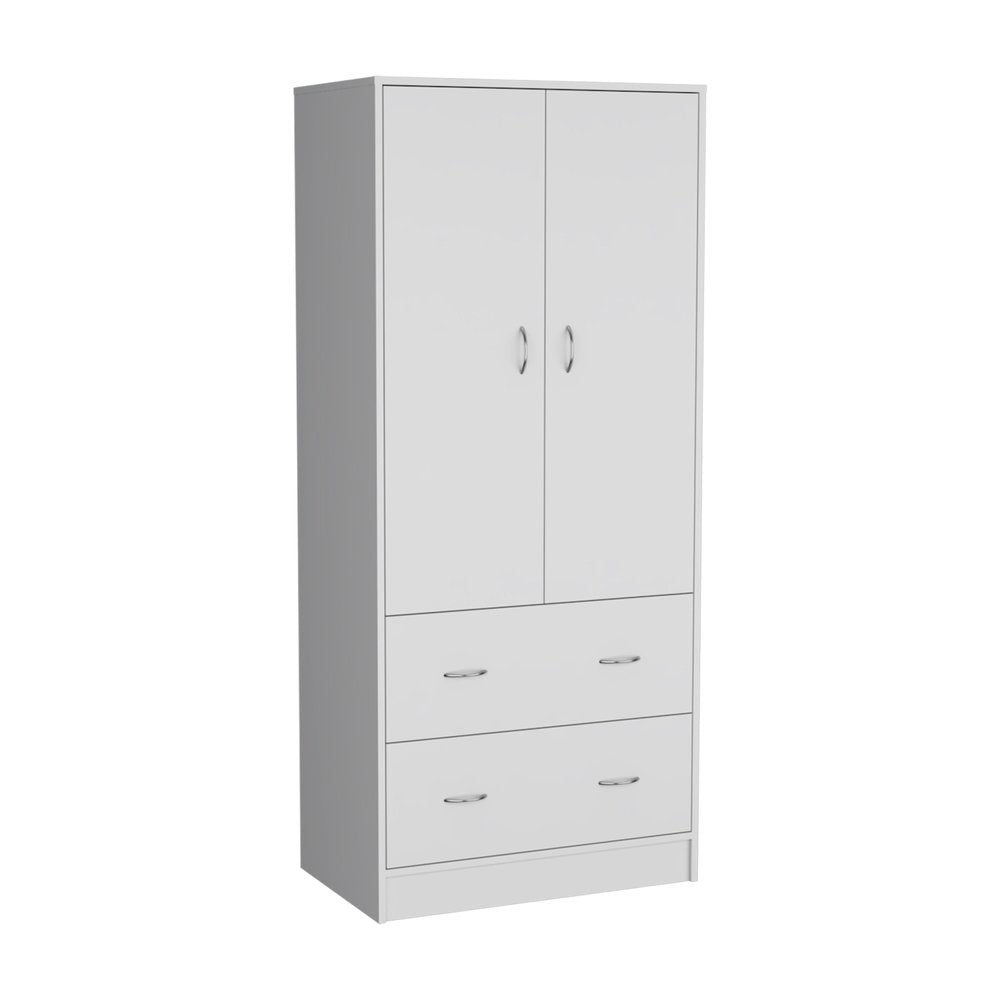 71" White Two Door Two Drawer Combo Dresser  Warm Home View