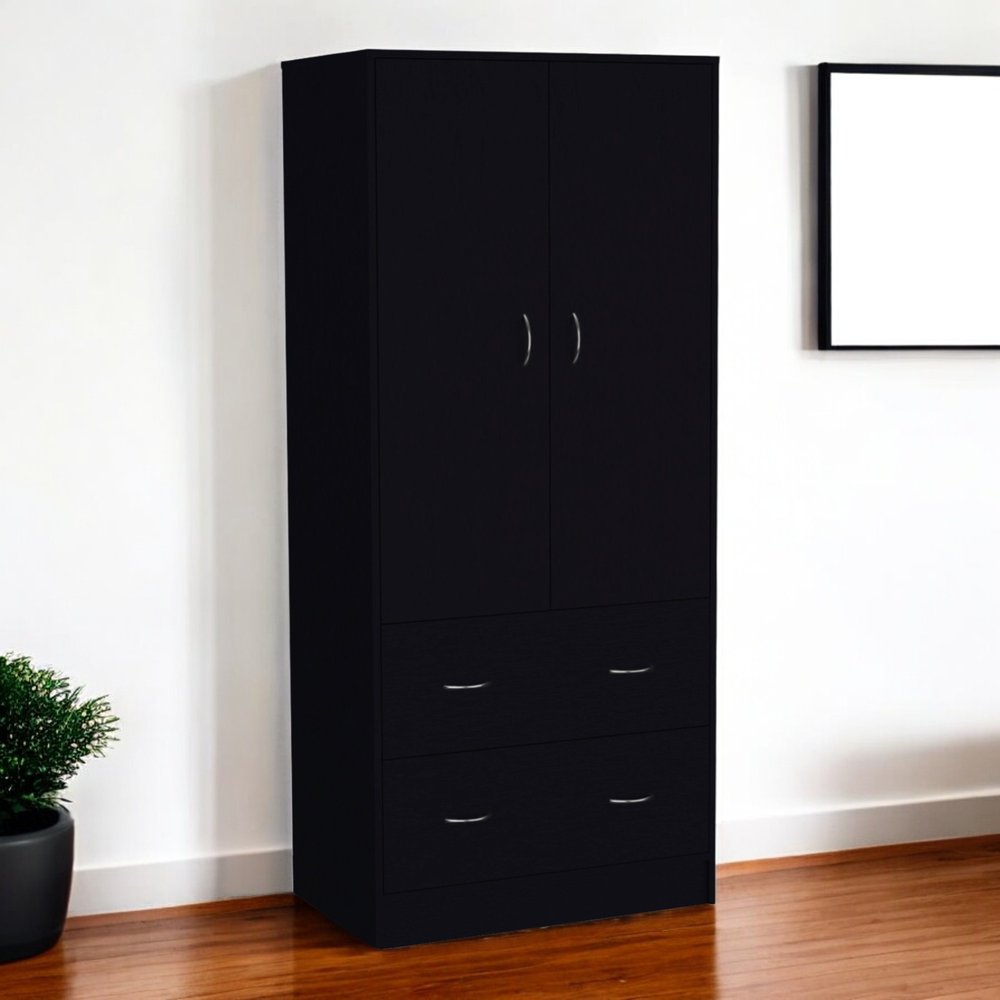 71" Black Two Door Two Drawer Combo Dresser  Warm Home View