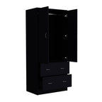 71" Black Two Door Two Drawer Combo Dresser  Warm Home View