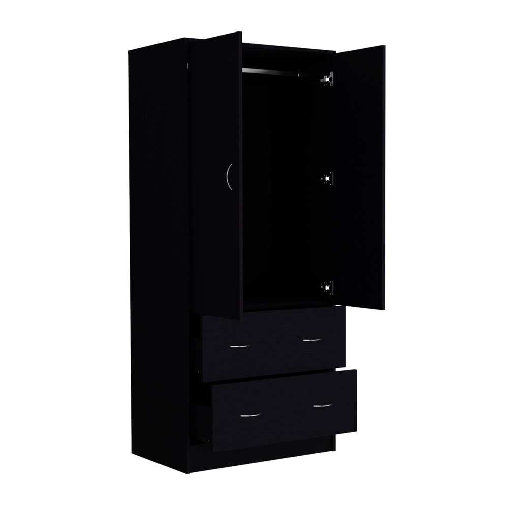 71" Black Two Door Two Drawer Combo Dresser  Warm Home View