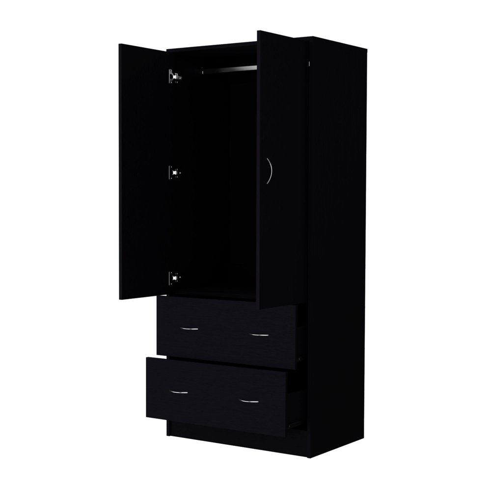 71" Black Two Door Two Drawer Combo Dresser  Warm Home View