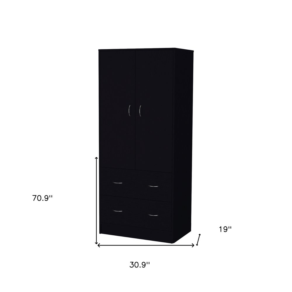 71" Black Two Door Two Drawer Combo Dresser  Warm Home View