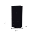 71" Black Two Door Two Drawer Combo Dresser  Warm Home View