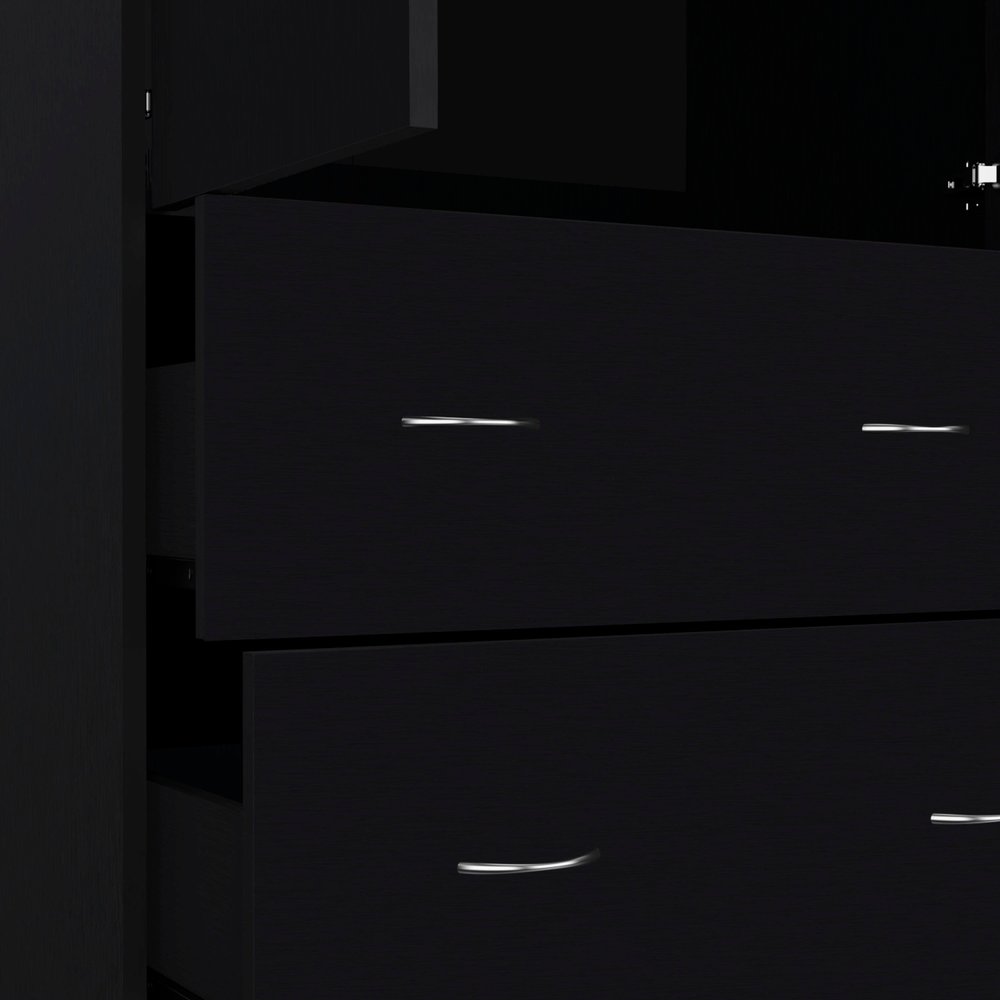 71" Black Two Door Two Drawer Combo Dresser  Warm Home View