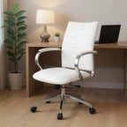 White and Silver Adjustable Height Swivel Rolling Office Chair  Warm Home View