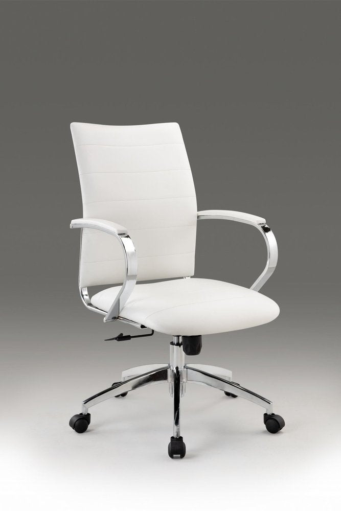 White and Silver Adjustable Height Swivel Rolling Office Chair  Warm Home View