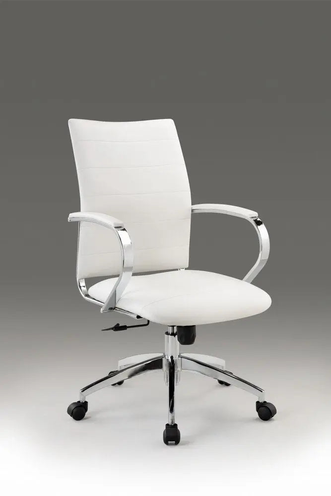 White and Silver Adjustable Height Swivel Rolling Office Chair  Warm Home View