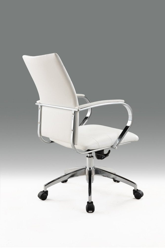 White and Silver Adjustable Height Swivel Rolling Office Chair  Warm Home View