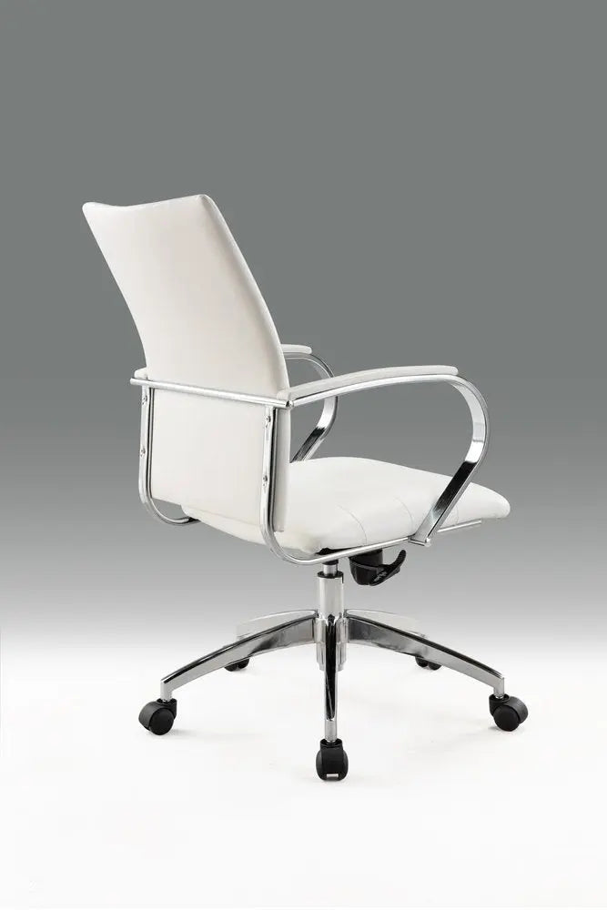 White and Silver Adjustable Height Swivel Rolling Office Chair  Warm Home View