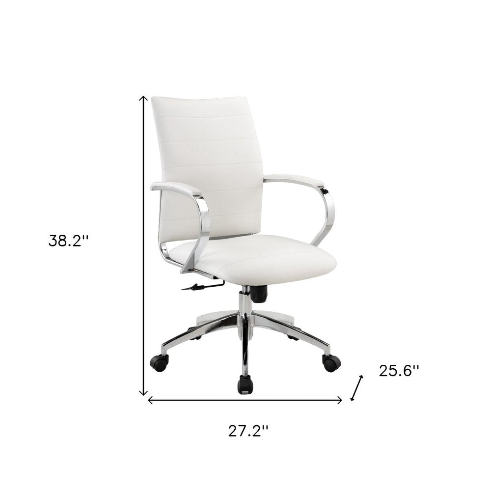 White and Silver Adjustable Height Swivel Rolling Office Chair  Warm Home View