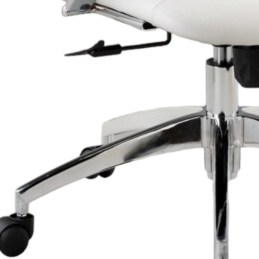 White and Silver Adjustable Height Swivel Rolling Office Chair  Warm Home View